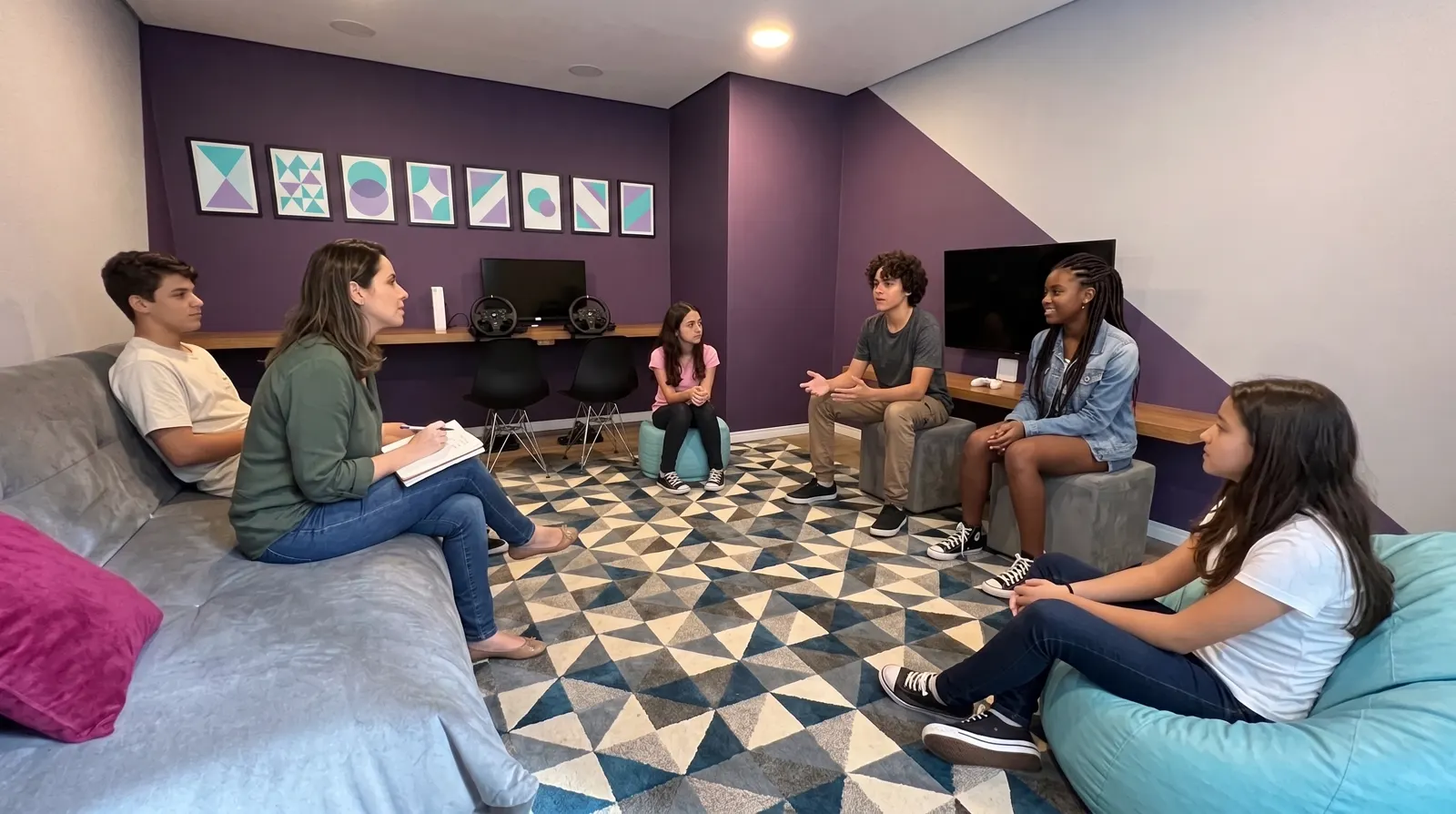 Adolescentes em uma roda de conversa